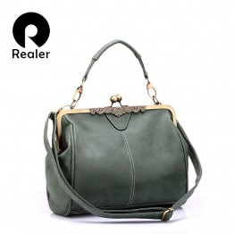 REALER brand new retro women messenger bags small shoulder bag high quality PU leather tote bag small clutch handbags