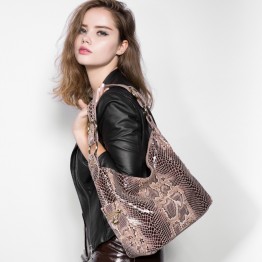 REALER brand women handbag genuine leather tote bag female classic serpentine prints shoulder bags ladies handbags messenger bag