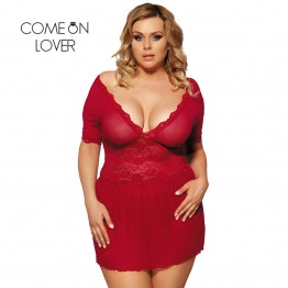 RI70335 Comeonlover See Through Sexy Lingerie Lace Deep V neck and V Back Langerie Sex Red Popular Women Sexy Lingerie Babydoll