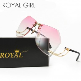 ROYAL GIRL Oversized Sunglasses Women Rimlesss Brand Designer Elegant Lady Female Optics Clear lens ss143
