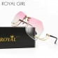 ROYAL GIRL Oversized Sunglasses Women Rimlesss Brand Designer Elegant Lady Female Optics Clear lens ss143