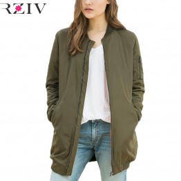 RZIV winer long  jackets and coats 2017 female coat casual long section of solid color bomber jacket women