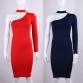 Red Black White 2016 Autumn Dresses One Shoulder Halter Long Sleeve Women Pencil Dress Sexy Club Bodycon Party Dresses32699838760