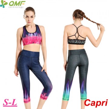 Red & Green Aurora Running Capris Leggins Starry Sky Fitness Gym Sports Tights For Women Black Compression Cropped Trousers Slim32779583361