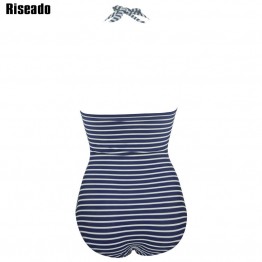 Riseado 2017 New Swimwear Women One Piece Sexy Swimsuits Striped Removable Padding monokini Swim Bathing Suits