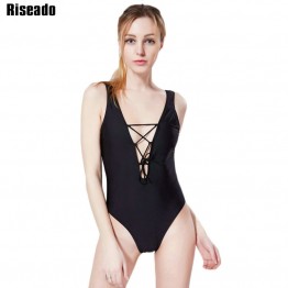 Riseado New Sexy One Piece Swimsuit Lace Up Swimwear Women 2017 Bathing Suits monokini Summer Beachwear 