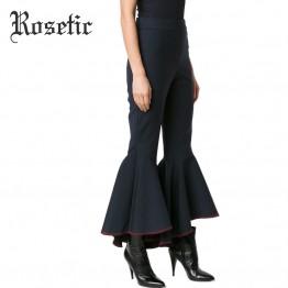 Rosetic Flare Pants 2017 Black Slim Plain Full Length Summer Women Fashion Bellbottoms Trousers Gothic Flare Pant Bell Bottoms