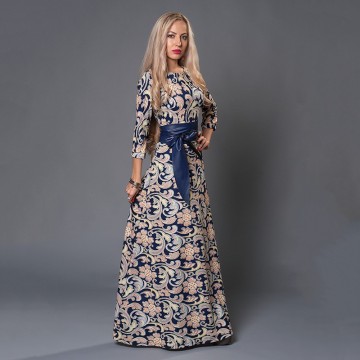 S.FLAVOR Brand Women long Dress hot sale 2017 Spring Summer Russian Style Print Dresses Long Floor-Length  Elegant vestidos32671166883