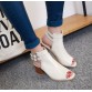 S.Romance Plus Size 34-43 New Fashion Women Sandals Gladiator Mid Squre Heel Casual Woman Shoes Solid Black Beige Brown SS419