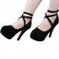 Sexy Formal OL Style Ankle Strap Lace-up Platform High Heel Shoes Large Size Black Red Womens Pumps Spaghetti Heels High Heels