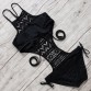 Sexy One Piece Swim Suits 2016 Swimwear Women Handmade Solid Corchet High Neck Monokini Swimsuits Push up Black Bathing Suits32714397003