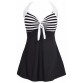Sexy Plus Size Stripe Padded Halter Skirt Swimwear Women One Piece Suits Swimsuit Beachwear Bathing Suit Swimwear Dress M To 4XL32693580514