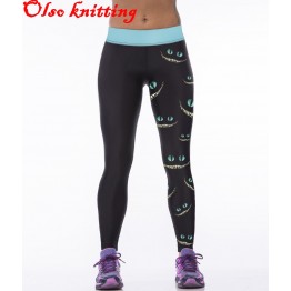 Sexy women 3D printed Cheshire cat Slim face personality sporting leggings fitness pants casual pencil Jeggings joggers Leggins