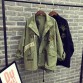 Sherhure 2017 Women Jacket Coat Fashion Bomber jacket Embroidery Applique Rivets Oversize Women Coat Army Green Cotton Coat32593013020