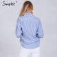 Simplee Embroidery female blouse shirt Casual blue striped shirt 2016 autumn winter cool long sleeve blouse women tops blusas32729757771