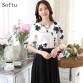 Softu Fashion Women Shirt Blouse Summer Tops Chiffon Casual Shirt O Neck Half Sleeve Floral Printing Female Blusas Clothing32748542874