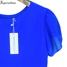 Soperwillton New 2017 Blouse Shirt  Feminina Short Sleeve Chiffon Blouses Women Clothing Summer Female Plus Size Blusas Top #A00