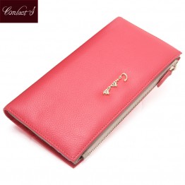 Spring Colorful Genuine Leather Woman's Clutch Versatile Handbag Female Coin Purse Long Zipper And Hasp Card Holder Phone Pocket
