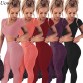 Summer Brand women short sleeve sportswear set casual tracksuit fashion sweat suits two piece crop top and pant set fitness suit32802744519