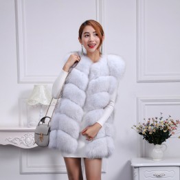 Super warm winter real fox fur vest elegant lady fashion fur clothing genuine fur coat free shipping