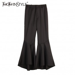 TWOTWINSTYLE 2017 Summer Women Flare Pants Bell Bottom Trousers Female Black Casual Clothes Korean Fashion Spring New
