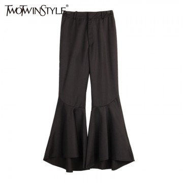 TWOTWINSTYLE 2017 Summer Women Flare Pants Bell Bottom Trousers Female Black Casual Clothes Korean Fashion Spring New32802457489