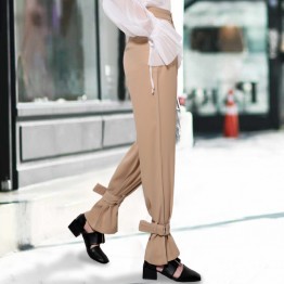 TWOTWINSTYLE 2017 Summer Women Lace up Bottom Trousers High Waist Straight Pants Female Casual Clothes Big Size Korean Fashion