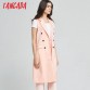 Tangada Office Long Vests Of Women waistcoat Sleeveless blazer Vest Famale Pink Cardigan Long Jacket Coat Outwear 2017 YD132800901726