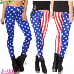 The US Flag Fitness Gym Workout Tights White Star Red Stripe Running Leggins Stretched Slim Fit Skinny Femininos Pencil Trousers