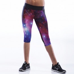 The novelty 2015 Galaxy Purple 3D print Combat Pants Lady's Active Pants Casual Capris Women Fitness Wear sexy jogger legging 