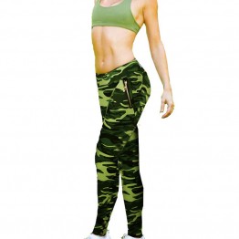 Thermal camouflage fitness pants style of tall waist side zipper decoration first choice panty elastic ms personality