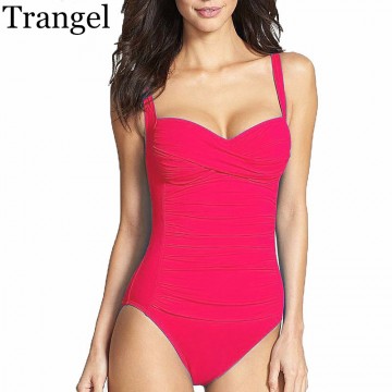 Trangel One Piece Swimsuit Plus Size Swimwear Women 2017 Summer Beachwear Push Up Bathing Suits Retro Swim Wear Monokini 