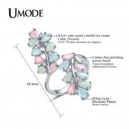 UMODE Brand Candy Colorful Rings For Women 2017 Newest White Gold Color CZ Cocktail Rings Fashion Jewelry Anillos Bague AUR0361B