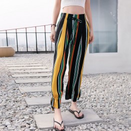 UNINICE Striped Summer Pants Women Bottoms Plus Size Chiffon Casual Pants Capri Loose Loose Trousers Beach Harem Pants Designer
