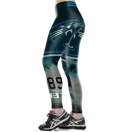  Unisex NFL Team Carolina Panthers Logo Fitness Leggings Elastic Fiber Hiphop Party Workout Pants Exercise Trousers