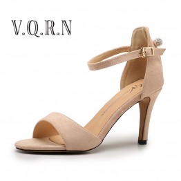 VQRN Women Shoes Sexy High Heel Sandals 2017 Summer Thin Heels Pointed Toe Shoes Sandale Femme