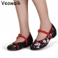 Veowalk New Arrival Old Peking Women's Shoes Chinese Flat Heel With Flower Embroidery Comfortable Soft Canvas Shoes Plus Size 41