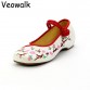 Veowalk New Arrival Old Peking Women's Shoes Chinese Flat Heel With Flower Embroidery Comfortable Soft Canvas Shoes Plus Size 41