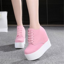 Wedge high heels zapatos mujer Platform Heels ladies Canvas Shoes chaussure femme women school valentine zapatos Casual Shoes