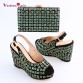 WesternRain 2017 New Hot Sale Italy Style Luxury Rhinestones 11.5cm Heels Buckle Wedge Sandals,Fashion shoes and bag Set        