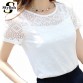 White Blouse Lace Chiffon Short Sleeve Summer Women Tops 2016 New Fashion Korean Hollow Out Ladies Shirt Office Female Clothing32655864052
