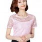 White Blouse Lace Chiffon Short Sleeve Summer Women Tops 2016 New Fashion Korean Hollow Out Ladies Shirt Office Female Clothing