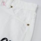 White Letter Appliques Raw Hem Denim Shorts 2017 Summer New Zipper Front Pockets Back Casual Women High Street Bottom Wear32800493176