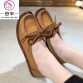 Women's Handmade Shoes Genuine Leather Flat Lacing Mother Shoes Woman Loafers Soft Single Casual Shoes Women Flats