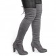 Women Faux Suede Thigh High Boots Fashion Over the Knee Boot Stretch Flock Sexy Overknee High Heels Woman Shoes Black Red Gray32782990548