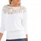 Women Lace Stitching Chiffon Blouses Loose Type Slash neck Shirts Solid Color Three Quarter Sleeve Women Summer Blouse32714048672
