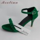 Women Sandals 2017 Summer Size 10 9 Ankle Strap High Heels Sandals Shoes Woman Sandals Bow Ladies Sandals Purple Green Shoes 43