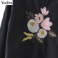 Women back sweet floral embroidery full cotton blouse hem bow O-neck long sleeve shirts ladies casual brand tops blusas LT1257