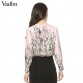 Women vintage floral tie shirt jumpsuit long sleeve elastic waist retro blouse fashion streetwear casual tops blusas LT125332746981288