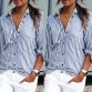 XINGUANGYA Striped shirt 2017 fashion shirts in summer Ms. Leisure coat blue stripes women&#39;s leisure shirt leisure street style32804869687